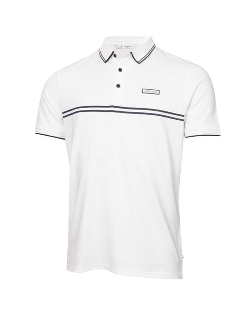 Calvin Klein White Short Sleeve Performance Polo Shirt for men