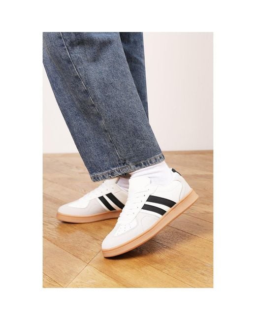 Where's That From Brown Classic Retro Lace Up Trainer With Stripes