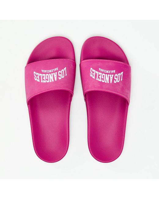 Balenciaga Pink Paris Slider Slippers