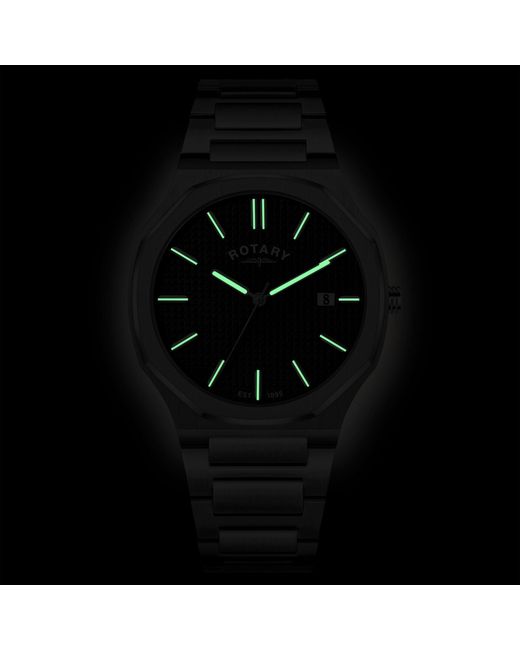 Rotary Metallic Heritage Octagonal Ss Bracelet Watch for men