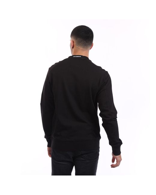 C P Company Black Mercerized 30/2 Jersey Twisted Logo T-Shirt for men