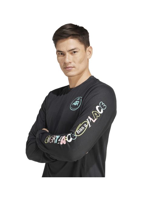 Adidas Black Otr Ar Long Sleeve Performance Running Top for men