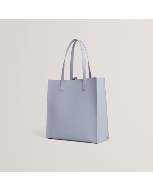 Ted Baker Blue Large Embroidered Floral Icon Tote Bag With Charm