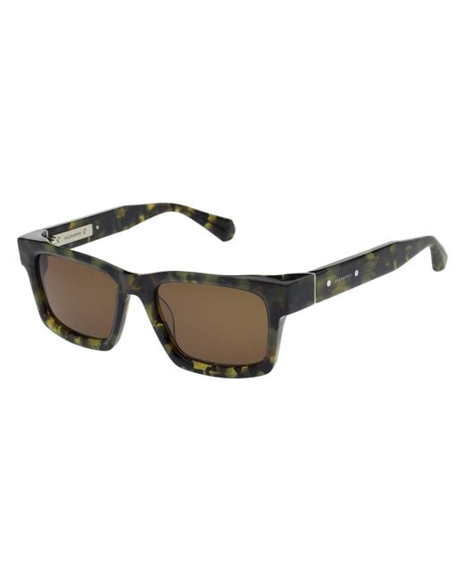 AllSaints Brown Structured Rectangle Sunglasses for men