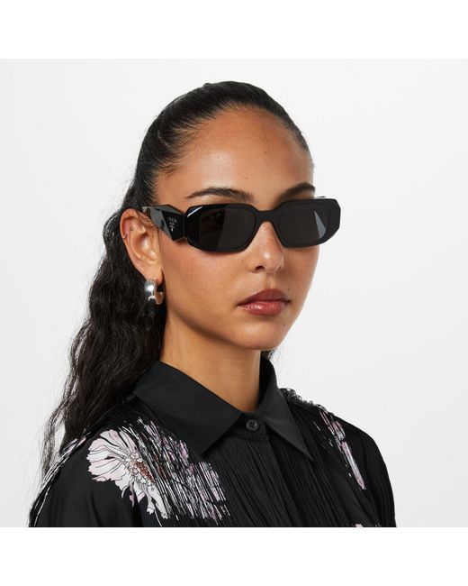 Prada Black 0Pr 17Ws Rectangular Sunglasses