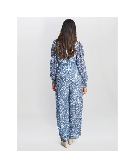 Gina Bacconi Blue Kourtney Chiffon Jumpsuit