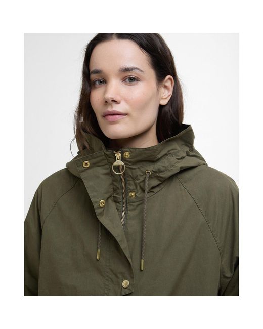 Barbour Green Hayley Showerproof Cotton Long Sleeve Rain Anorak