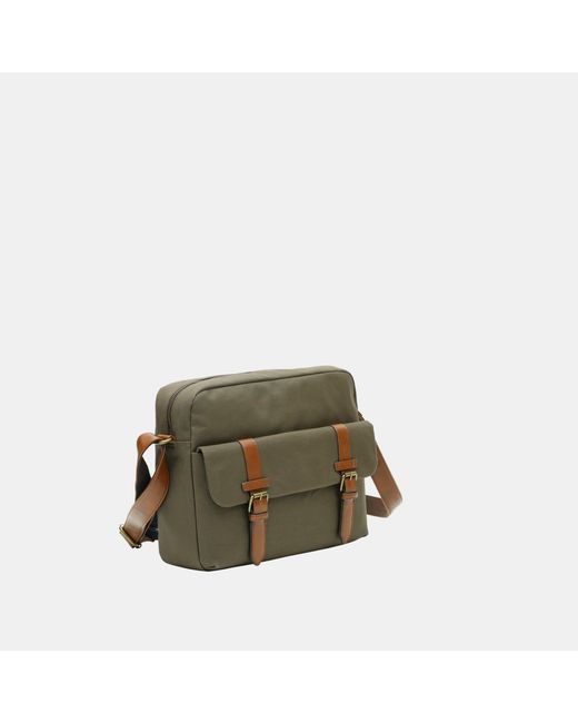 Firetrap Green Waxed Canvas Messenger Bag for men