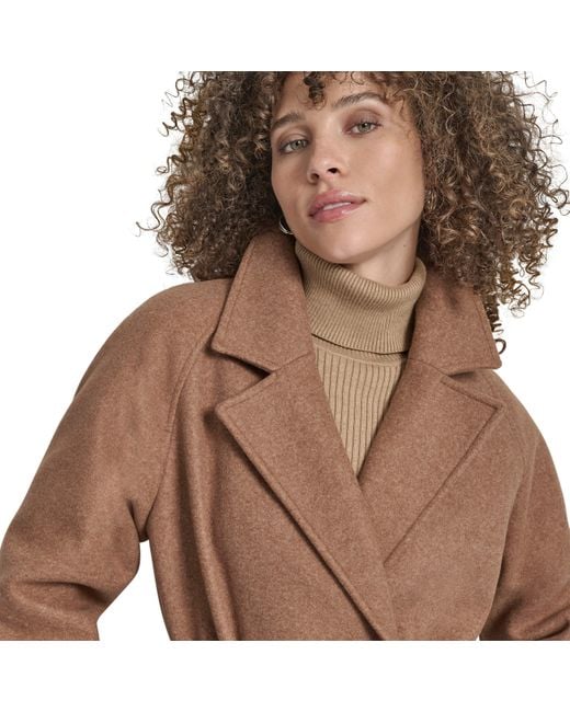 DKNY Brown Wrap Overcoat