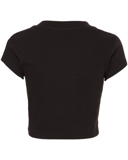 Calvin Klein Blue Mono Rib Cropped T Shirt