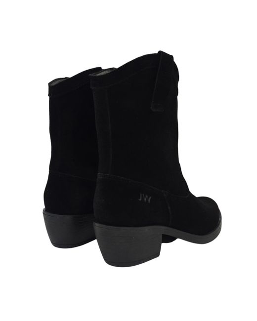 Jack Wills Black Jw Dalida Suede Calf Chunky Heel Hiker Boots
