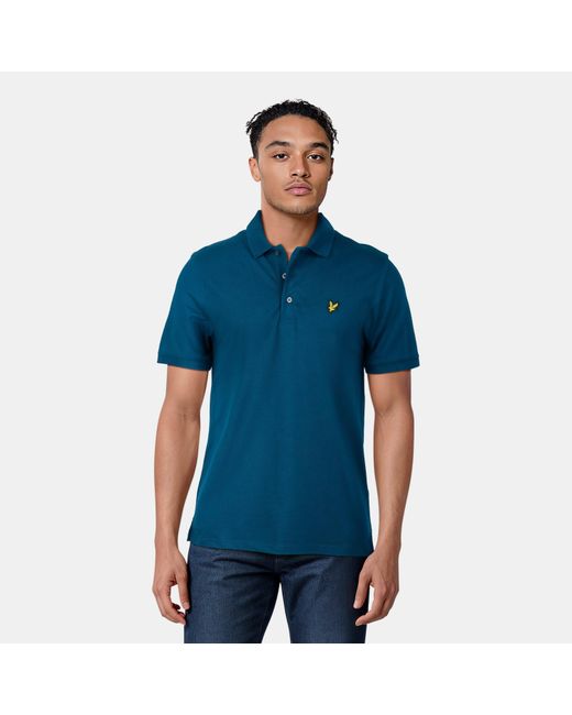 Lyle & Scott Blue Basic Short Sleeve Polo Shirt for men