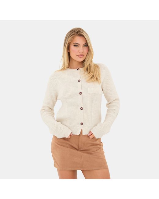 I Saw It First Natural Button Detail Cardigan