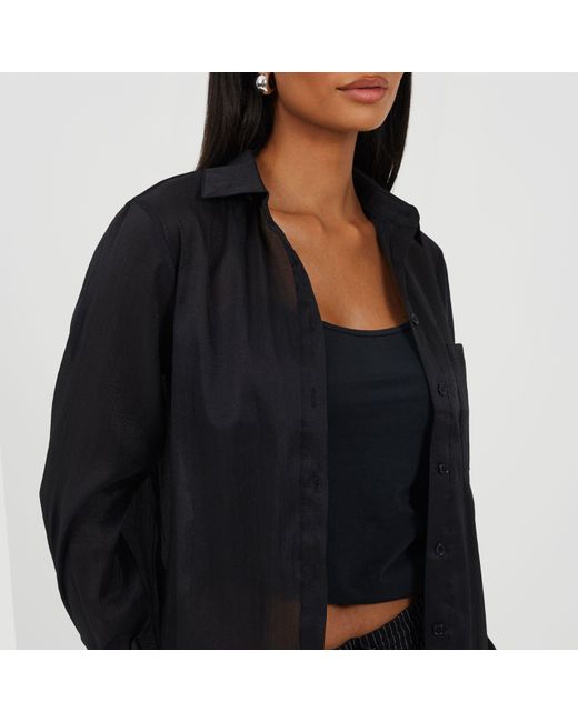 Brave Soul Black Brave Long Sleeve Plain Shirt With Chest Pocket