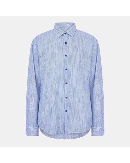 Peter Werth Blue W Mallett Long Sleeve Plain Shirt for men