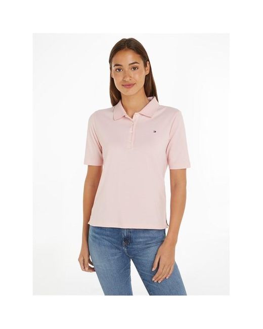 Tommy Hilfiger Pink Tommy Pique Polo Ss Ld43