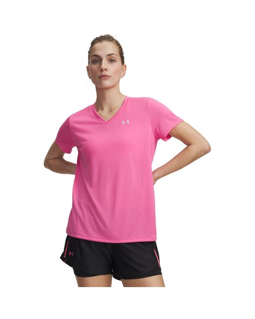 Under Armour Pink Tech V-Neck Short Sleeve