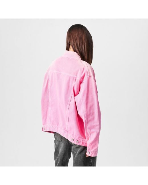 Balenciaga Pink Printed Logo Cotton Long Sleeve Denim Jacket