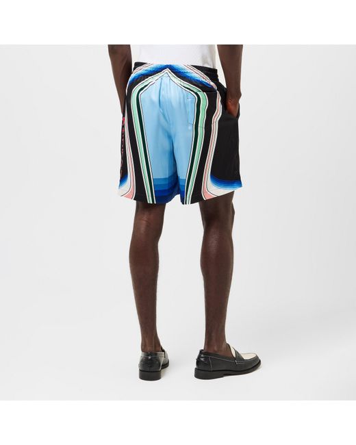Casablanca Blue Pattern Woven Elasticated Tracksuit Shorts for men