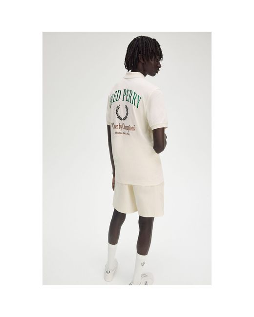 Fred Perry Natural Club Back Print Short Sleeve Polo Shirt for men