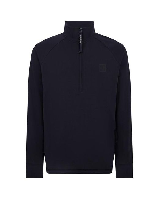 CP COMPANY METROPOLIS Blue Half Quarter Zip Sweatshirt for men