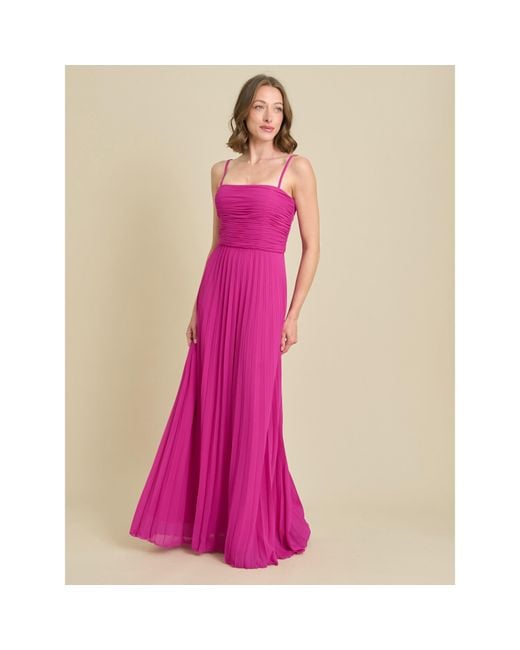 Gina Bacconi Pink Roberta Pleated Maxi Dress