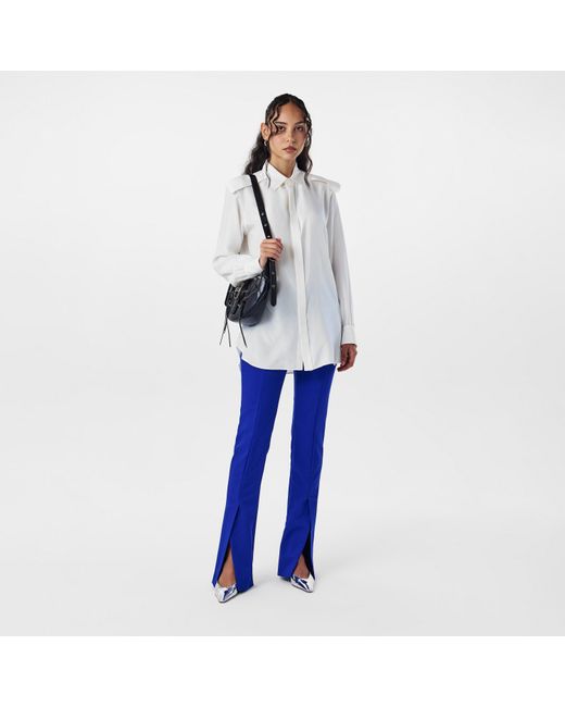 Off-White c/o Virgil Abloh Blue High Waisted Slim Fit Split Hem Trousers