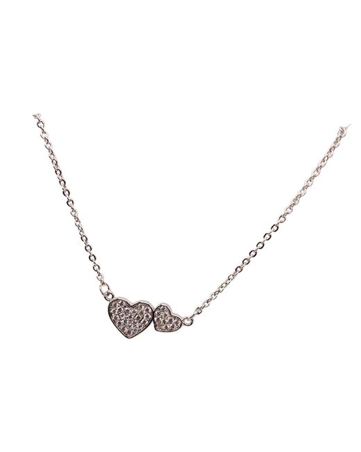 Mason Knight Yager Metallic Twin Heart Design Cubic Edge Necklace