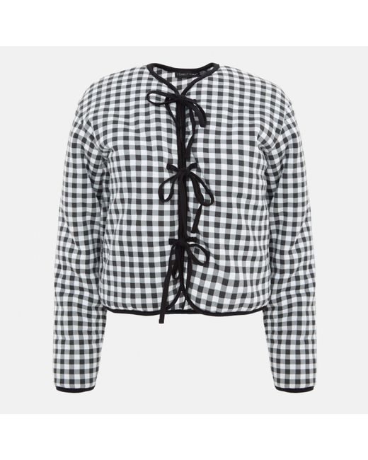 I Saw It First Black Gingham Tie Detail Long Sleeve Field Jacket