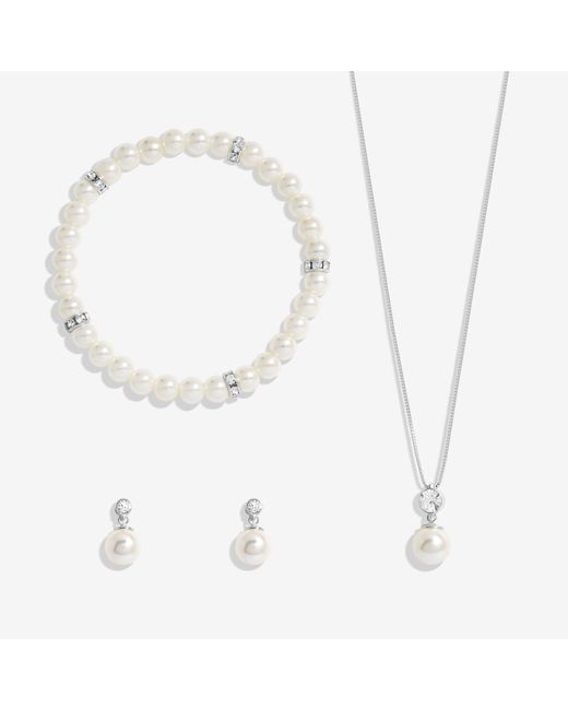 Jon Richard Black Plated And Crystal Pearl Trio Set