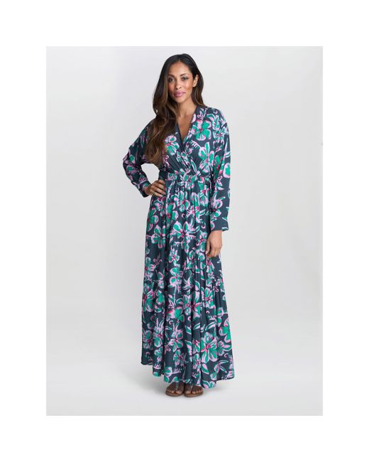 Gina Bacconi Blue Rosalee Belted Fit And Flare Dress