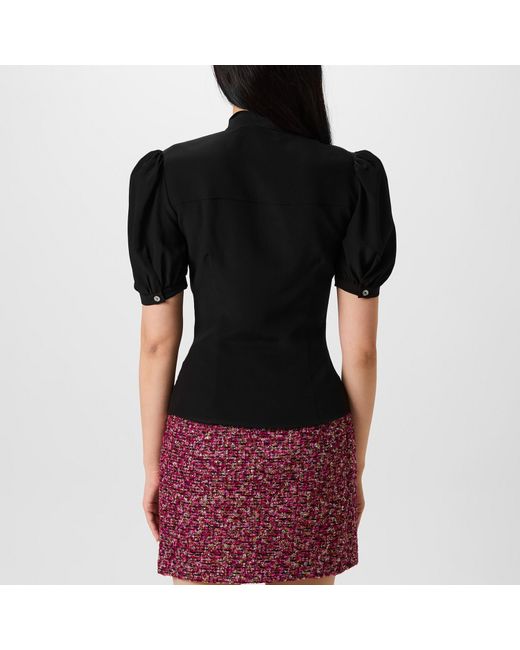 Alessandra Rich Black Draped Bow Blouse