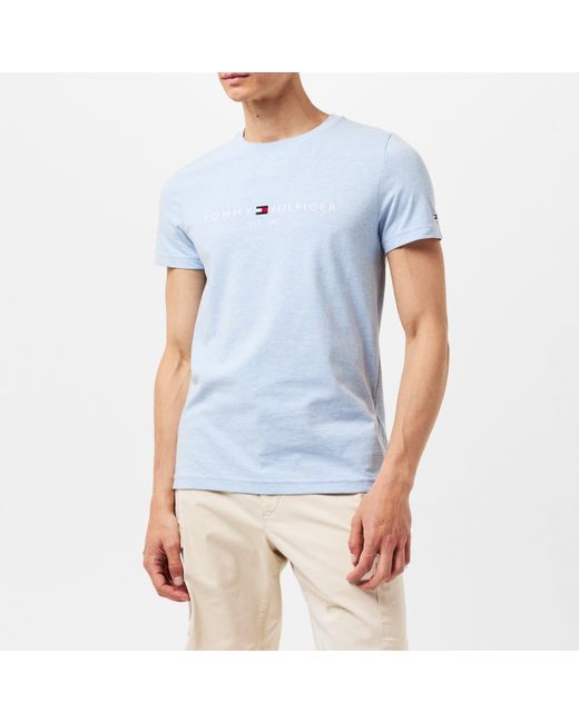 Tommy Hilfiger Blue Logo Crew Neck T Shirt for men