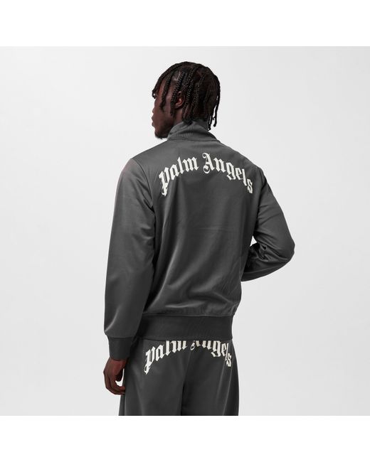 Palm Angels Gray Curve Zip Tracksuit Top for men