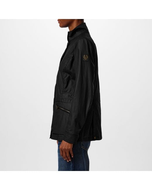 Belstaff Black Madeline Water Resistant Waxed Long Sleeve Wax Jacket