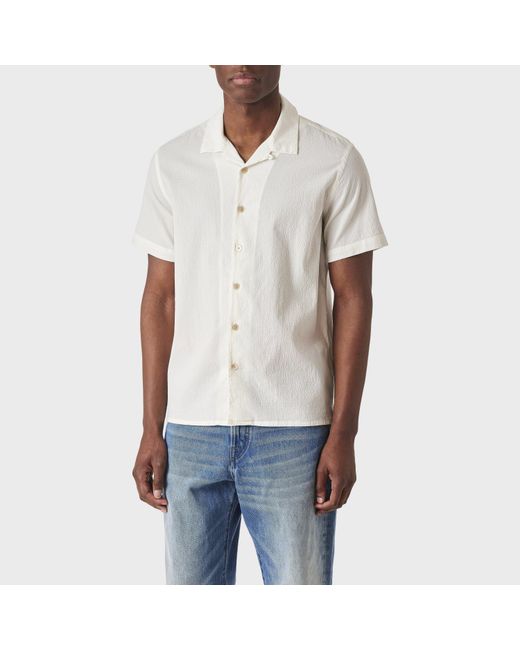 Paul Smith White Seersucker Short Sleeve Plain Shirt for men
