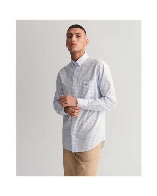 Gant Blue Regular Fit Gingham Poplin Shirt for men