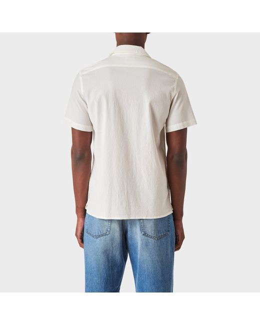 Paul Smith White Seersucker Short Sleeve Plain Shirt for men