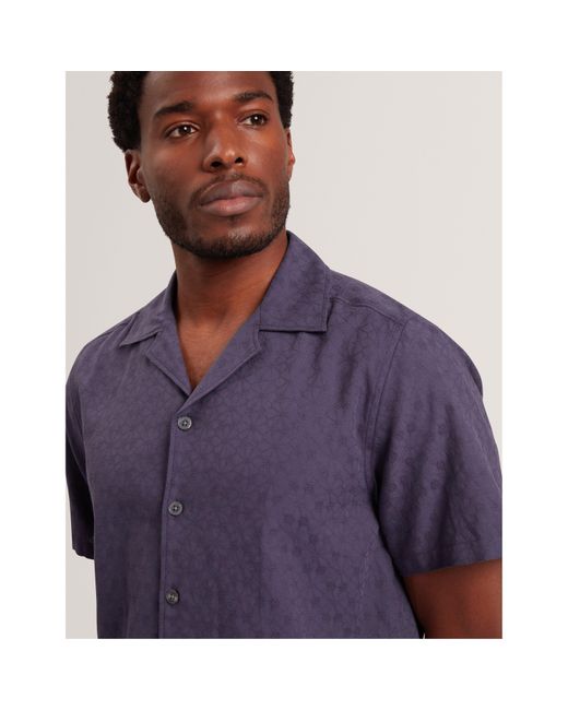 Ted Baker Blue Patterned Short Sleeve Shirt for men