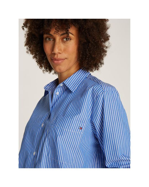 Tommy Hilfiger Blue Easy Fit Long-Sleeve Patterned Shirt