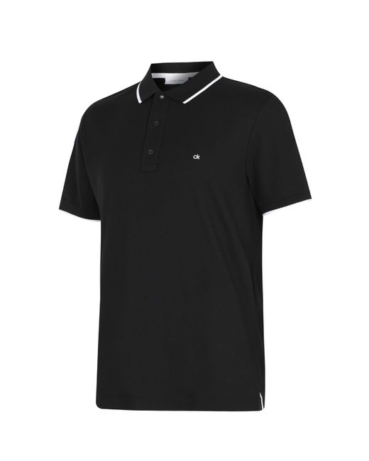 Calvin Klein Black Refined Pique Logo Polo Shirt for men