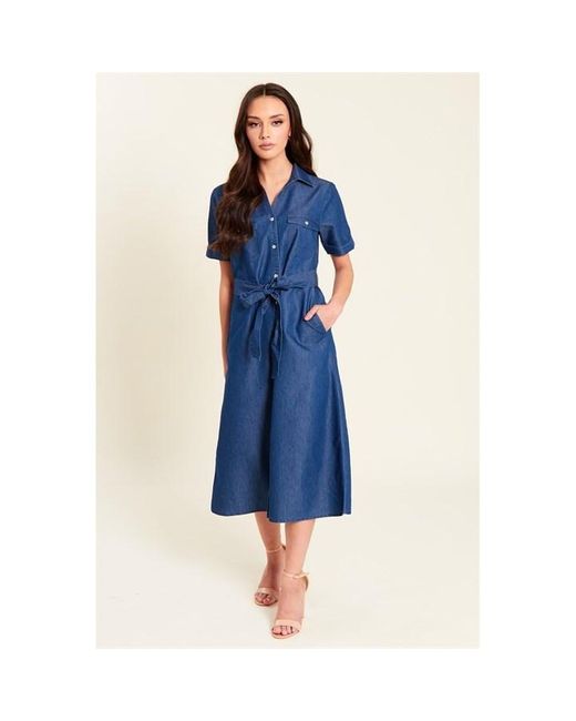 Be You Blue Belted Midi Dress