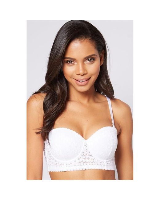 Studio White Longline Padded Balconette Bra With Detachable Str