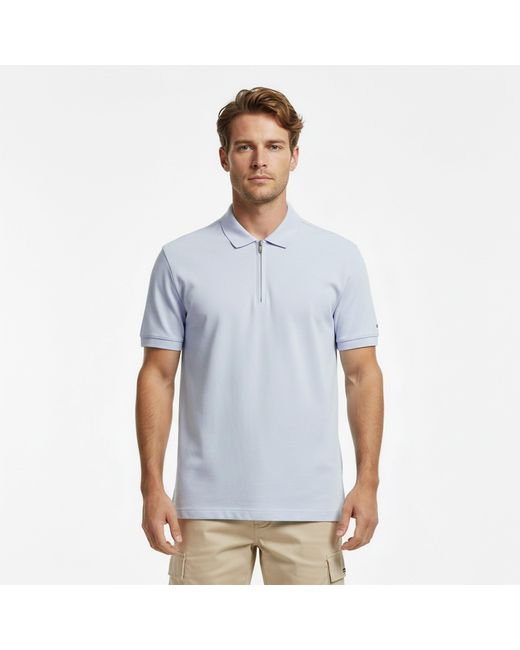 Tommy Hilfiger Blue Dc Zipped Short Sleeve Polo Shirt for men