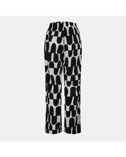 AX Paris Black And Cream Printed Geometric Trousers
