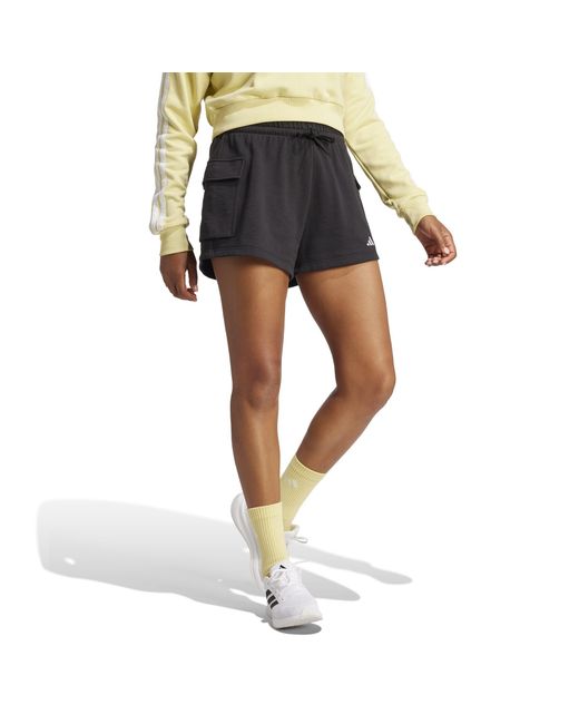 Adidas Gray Essentials Small Logo French Terry Cargo Shorts