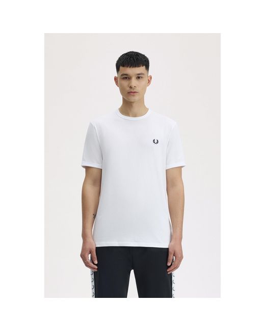 Fred Perry White Ringer T-Shirt for men
