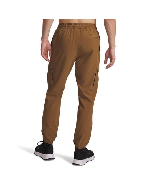 Under Armour Brown Vibe Woven Open Hem Fleece Joggers for men