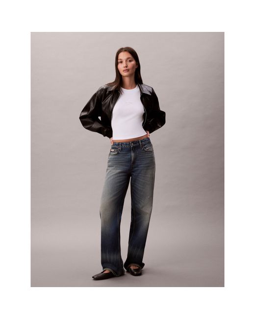 Calvin Klein Purple Long-Sleeve Crop Top