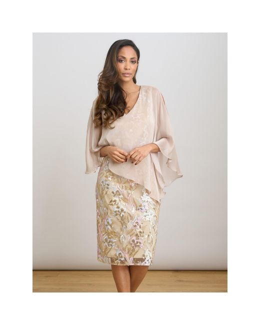 Gina Bacconi Natural Monroe Short Embroidered Dress